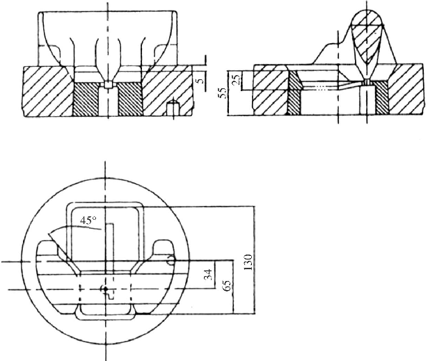 圖3優(yōu)化前舌型模具結(jié)構(gòu)圖