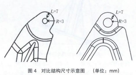 圖4 對比結(jié)構(gòu)尺寸示意圖